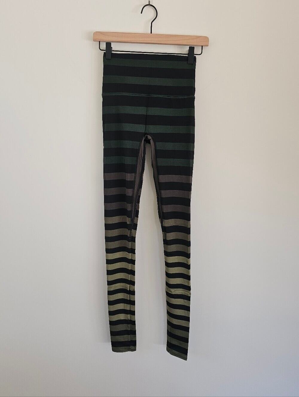 K-Deer Striped Black and Green Leggings